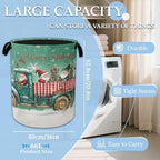 Merry Christmas Laundry Basket Collapsible Laundry Hamper, Oxford Cloth Storage Bin for Room/Bathroom/Bedroom/Dormitories 16" X 20.8" - Image 2