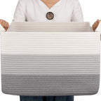 OIAHOMY Woven Blanket Basket Laundry Basket Dog Toy Basket Gradient Grey by MasterofSpaceOptimization