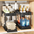 Ekisemio 2 Pack 2-Tier Under Sink Organizers with Sliding Drawer, Black by Ekisemio