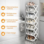 Foldable Narrow Shoe Rack White, 6 Tier - Image 4
