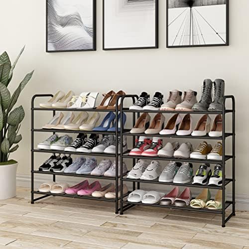 Simple Trending 5-Tier Stackable Shoe Rack, Expandable Shoe Shelf Black - Image 7