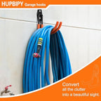 HUPBIPY Heavy Duty Garage Hooks 4 Pack, J Shaped Hanger, Wall Mounted Storage System, Power and Garden Tool Organizer, for Hanging Ladders, Bikes Tires, Hose, Bulk Items - Image 4