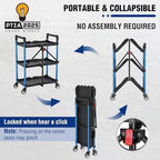 WORKPRO 3-Tier Collapsible Utility Cart, 210 LBS Cart with Wheels - Image 2