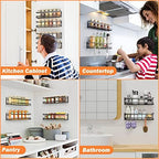 Bunoxea Spice Rack Wall Mounted 4 Pack, For Spice Jars & Seasonings,Black - Image 6