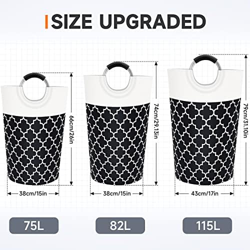 Fabspace Large Laundry Basket Laundry Hamper Bag Washing Bin Clothes Bag Collapsible Tall with Handles Waterproof Travel Bathroom College Essentials Storage for College Dorm, Family (Black) 75L - Image 2