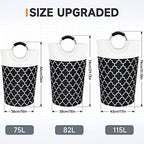 Fabspace Large Laundry Basket Laundry Hamper Bag Washing Bin Clothes Bag Collapsible Tall with Handles Waterproof Travel Bathroom College Essentials Storage for College Dorm, Family (Black) 75L - Image 2