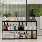 Extra Long Bathroom Organizer Storage Shelves 100% Bamboo Adjustable Height Over The Toilet Storage Floating Shelf for Wall Shower Shelf Can Placed in The Bathroom Kitchen Living Room for Multi Usage - Image 7