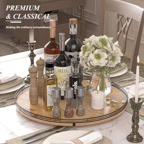 AMH 21-Inch Extra Large Farmhouse Oak Lazy Susan Organizer - Image 3