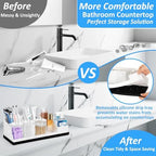Bathroom Counter Organizer, White Silicone Toothbrush Holders for Bathrooms Organizer Countertop with 3PCS Qtip Holder, Toothbrush and Toothpaste Holder for Bathroom Organization Storage Vanity - Image 3