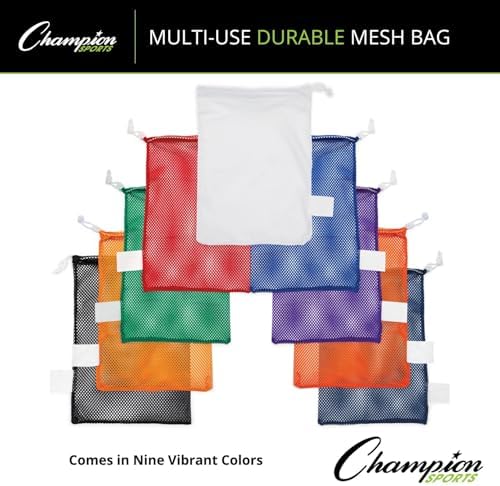 Champion Sports Mesh Equipment Bag – Heavy-Duty Nylon Drawstring Bag with Lock & ID Tag, Breathable Storage Sack for Balls, Swim Gear, Laundry & Toys, Multiple Sizes & Colors - Image 5