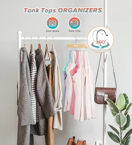 Gomyrod Tank Top Hanger, 2 Pack w/40 Hooks Bra Hanger for Closet Organizer | Premium Wood Space Saving Hanger, 360°Rotating Closet Organizers and Storage, Multi Hook Hanger for Dorm & Apartment - Image 6