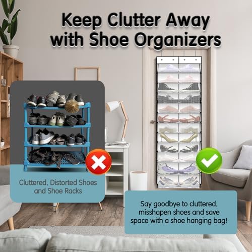 Kotkn Over The Door Shoe Organizer with 12 Large Breathable Pockets - Durable Hanging Storage for the Entire Family's Shoes (White) - Image 6