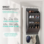 WVM Over The Door Shoe Organizer with Large Deep Pockets, Hanging Closet Shoe Rack for Large Shoes, Boots, Multifunctional Entryway Door Hanger with Hooks - Image 2