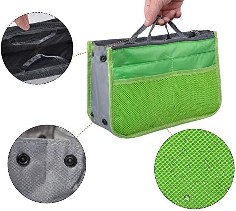Vercord Purse Organizer Insert for Handbags Bag Organizers Inside Tote Pocketbook Women Nurse Nylon 13 Pockets Green Small - Image 5