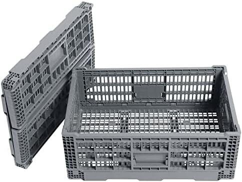 Collapsible Storage Bin/Containe， Transfer box,crate Transit storage of various items (Gray 23.6" L x 15.7" W x 8.6" H) by QTJH
