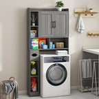Vabches Farmhouse Over The Toilet Storage Cabinet with Barn Door, Wash Grey - Image 6