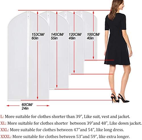 Suit Bags for Closet Storage Garment Bag 24''X40'' Clear Garment Bags for Hanging Clothes (Set of 6) Plastic Waterproof Suit Cover Bag with Zipper for Coats, Jackets, Shirts - Image 2