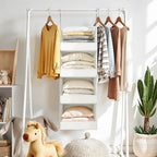 GRANNY SAYS 4-Shelf Hanging Closet Organizer, Foldable Storage, Beige | 44 lb Capacity, No-Sag Support, Keeps Clothes Neat, Folds Flat, Fits RV, Dorm & Small Closets - Image 2