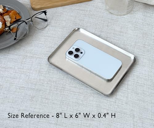 3 Pack Small Stainless Steel Tray, 8x6 Inches Silver Tray - Image 2