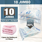 10 Jumbo Vacuum Storage Bags for Bedding, Vacuum Seal Bags for Clothing | Extra Large XL, Airtight Triple Seal, Save 80% Space, Hand Pump, Work with Vacuum, Double Zip, Reusable, Easy to Use - Image 2