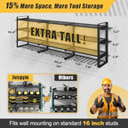 49''W Power Tool Organizer Wall Mount, 650LBS, 4 Tier, 12 Drill Holders - Image 2