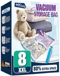 XXL Jumbo Vacuum Seal Storage Bags Extra Large for Clothing Bedding | 47''X35'', Airtight Triple Seal, Save 80% Space, Hand Pump, Work with Vacuum, Double Zip, Reusable, Easy to Use, 8 pack by HIBAG