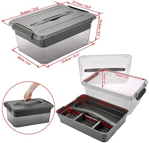 BTSKY Stack & Carry Box Clear Plastic Storage Container with Removable Tray - Image 3