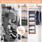BOOMIBOO Hanging Closet Organize and Shelves，5-Hanging Shelf with 2 Side Pockets，Storage Foldable （Grey） | Dorm Room Essentials, Clothes Organizer with 2 Side Pockets, Hanging Shelves for Closet Storage, Breathable Fabric - Image 6