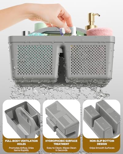 4 Pack Portable Shower Caddy, Integrated Handle, Reinforced Plastic, Organizer Storage Bathroom Supplies and Beauty Products, Cleaning Supplies, Shower Basket for Home, Dorm, Shelf and Cabinet - Image 5