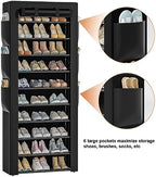 OYREL Shoe Rack Dustproof Sturdy 10Tier Tall Large Storage with Side Pocket - Image 4