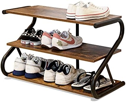 Wooden Shoe Rack for Entryway Closet, S-Shaped Shoe Storage Shelf by Aroktake