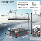 2 Shelf Utility Service Cart- 660lbs Capacity Heavy-Duty Plastic Rolling Utility Carts with 4 of 360° Swivel Wheels and Handle, Large Service Cart for Groceries,Warehouse,Garage 34.6''x 22.8'' - Image 4