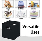 Black Foldable Storage Cubes Bins , Fabric Storage Box Cubes Organizer Baskets with Dual Handles for Home Organizer (Black) - Image 3