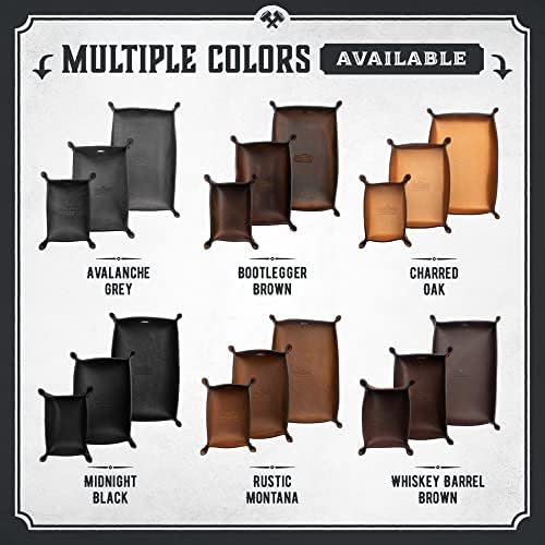 Main Street Forge Leather Valet Tray for Men – Rustic EDC Organizer for Keys, Phone & Wallet – Made in USA – Avalanche Gray - Image 3