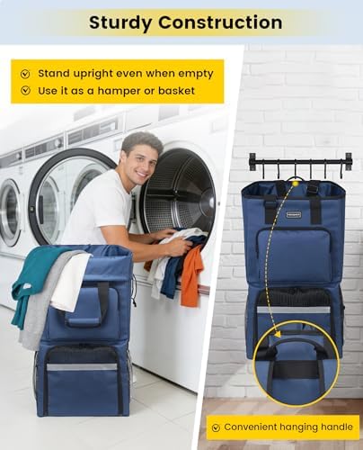 Vorspack Laundry Backpack for College Dorm, Heavy-Duty Hamper, Blue - Image 6