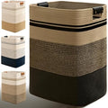 Laundry Hamper, 105L Tall Laundry Basket with Leather Handles, Rectangle Large Clothes Hamper for Organizing, Cotton Woven Laundry Baskets Storage Hampers for Bedroom, Nursery, Living Room by Degeyoyo