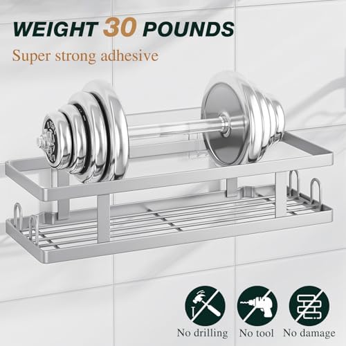 Youvip Adhesive Shower Caddy, Silver, 3 Pack - Image 4