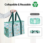 BALEINE Extra Large Utility Tote Bag with Reinforced Wire Frame, Reusable Grocery Bag for Shopping, Picnic (Spring Stroll, 16.5''x14''x10'') - Image 5