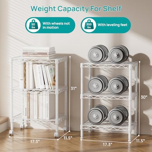 SINGAYE Small Shelves Kitchen Storage Shelf Wire Shelving Metal Adjustable - Image 3