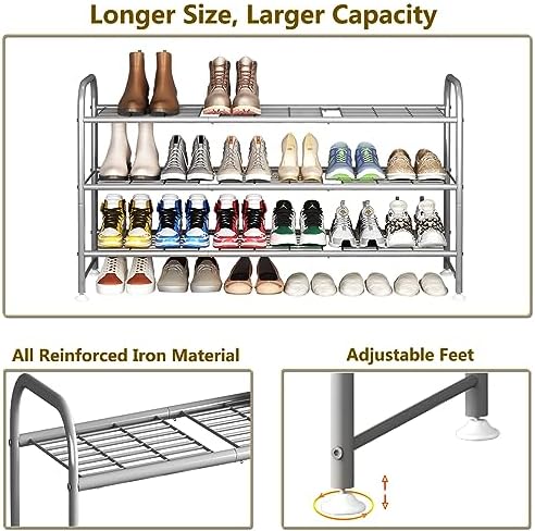 LINZINAR 3 Tier Long Shoe Rack for Closet Metal Shoe Organizer for Entryway - Image 6