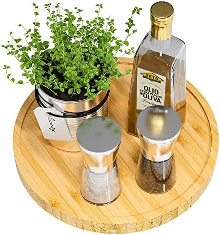 Lazy Susan Organizer, 9 Inch Non-Skid Bamboo Lazy Susan by VeyFey