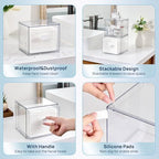 Vtopmart Disposable Facial Towels Holder,Clear Storage Drawer Compatible with Clean Skin Club Towel XL,Acrylic Box Hold 50 Count,Stylish and Functional Bathroom Accessory for Coutertop Organization - Image 5