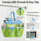 Mesh Shower Caddy Portable - 8 Pockets, S-Hook, Shower Bag for Dorm Camping - Image 5