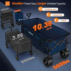 Originsure 300L Beach Wagons Carts Foldable with Big Wheels, 560lbs, Blue - Image 3