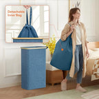 Lifewit 75L Slim Laundry Hamper with Lid and Removable Bag, Dark Blue - Image 4