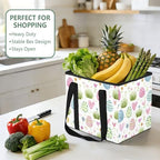 Trunk Organizer Collapsible Car Organizer with Handle Car Storage Box Bin for Groceries SUV Utility Tote Bag Portable Vehicle Container Cute Easter Eggs Flowers White - Image 5