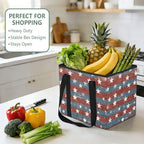 Trunk Organizer Collapsible Car Organizer with Handle Car Storage Box Bin for Groceries SUV Utility Tote Bag Portable Vehicle Container Vintage Stars July 4th - Image 5