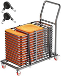 VEVOR Folding Chair Rack, 300 LBS Capacity, L-Shape Horizontal Placement Chair Cart for 25 Chairs, Heavy-Duty Metal Chair Storage Dolly with Rubber Wheels and Holders, Large Chair Holder, Matte Black by VEVOR