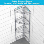 HuggieGems Metal Floor Standing Corner Shower Caddy, Dark Gray, 4 Tier - Image 2