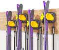 Ski & Snowboard Wall Rack for Garage Wall Fits Any Ski/board, Ski Wall Mount Holders Damage-Free Storage Rack, Garage Organization Space-Saving Winter Gear Organizer, Yellow, 4 Pack by SkifavsSkiWallMount